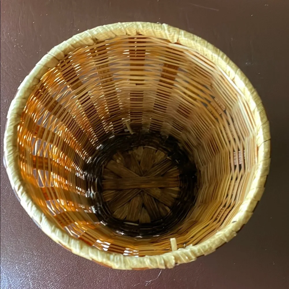 Woven Basket with Shell Accent - Natural Brown
